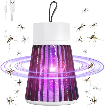 Armadilha que atrai mosquitos e insetos para lâmpada USB, sendo eliminados por choque elétrico, funciona também como repelente, proporcionando uma proteção eficaz contra doenças transmitidas por mosquitos.